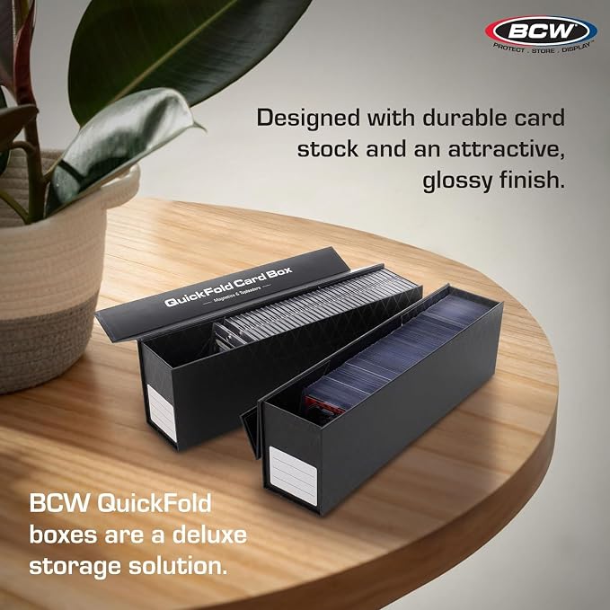 BCW QuickFold® Card Storage Boxes for Magnetics & Toploaders – 9 Pack | Trading Card Holder Box with Magnetic Closure | Easy Fold Assembly for Sports and TCG Cards - Image 5