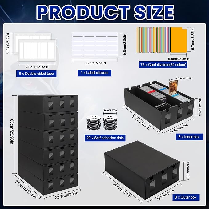 AOBOPLE Card Storage Box,18000+ Cardboard Card Boxes with 72 Card Dividers,Labels and Tape,Bulk Card Storage for MTG TCG PTCG Commander Display - Image 2