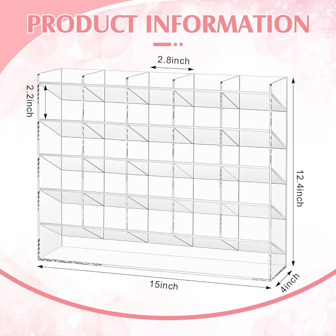 MotiMind Acrylic Pen Organizer Storage for 300 Markers Vertical Marker Organizer Acrylic Pen Display Holder for Office Desk Desktop Stationery Pencil Storage, Clear, 15 x 4 x 12.4 Inch - Image 2