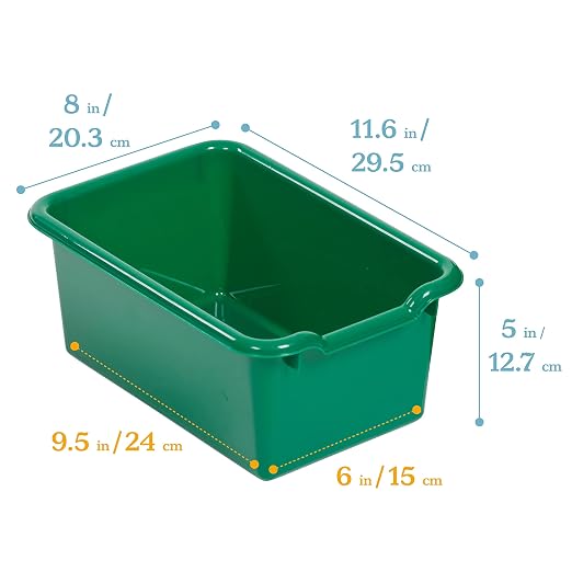 ECR4Kids Scoop Front Storage Bins, Multipurpose Organization, Green, 10-Piece - Image 2