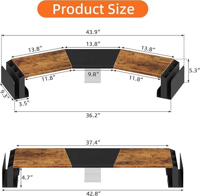WESTREE Dual Monitor Stand Riser with Storage, Computer Monitor Riser with Adjustable Angle and LED, Desktop Monitor Stand Organizer for Computer, Laptop, Printer - Image 6