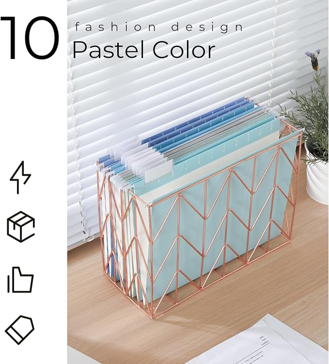 Y YOMA 10 Pack Colored Hanging File Folders Letter Size Decorative Hanging Folder Cute Pretty File Folder for Filing Cabinet Office Home with 1/5-Cut Adjustable Tabs, Oceanic Color - Image 2