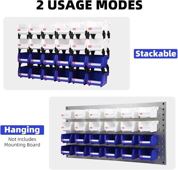 24 Packs Stackable Storage Bins, 5" x 4" x 3" Organizer Bins, | Plastic Small Parts Bin for Garage, Craft, Workbench, Hardware & Office - Image 5
