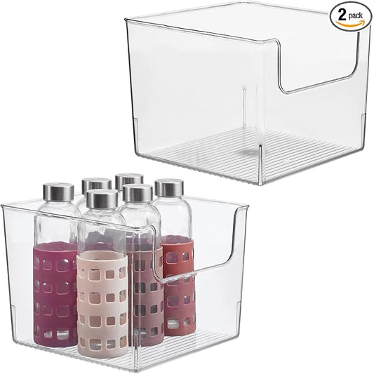 iDesign Open-Front Storage Bin, Set of 2, Clear | For Kitchen, Pantry, Bathroom, Office, Made in USA by iDesign