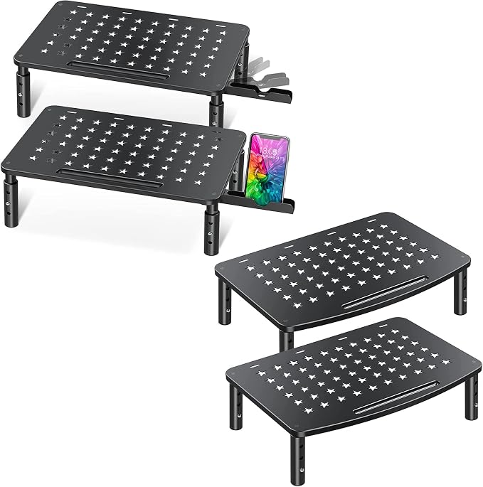 Zimilar 2 Pack Height Adjustable Monitor Stand Riser with Unique Star Mesh Design - Image 2