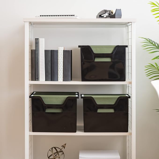 IRIS USA 6-Pack Medium Desktop File Box with Open Lid, Black | Organize paperwork, mail, magazines, and office supplies with portable storage for desks, classrooms, and home workspaces - Image 4