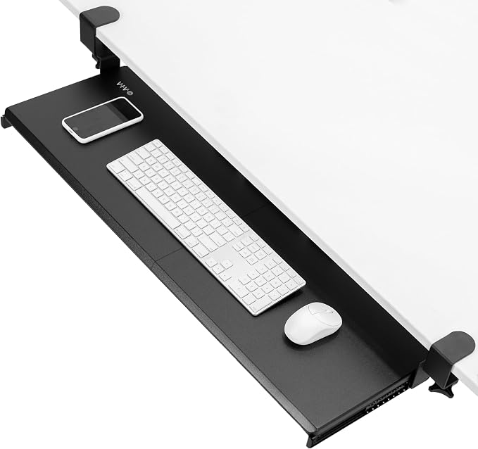 VIVO Black Extra Large 34 x 11 in Under Desk Keyboard Tray, MOUNT-KB15EB | Keyboard Tray for Typing, Slide Out Platform, Extra Sturdy C-Clamp Mount System, Computer Drawer, Black Frame by Unknown