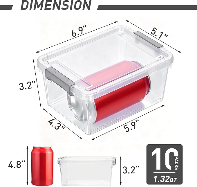 Citylife 10Packs 1.3Qt Small Storage Bins with Lids,Stackable Clear | Plastic Containers for Beads, Buttons, Sewing Supplies, Office Supplies and Small Toys - Image 2