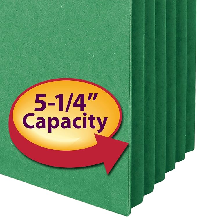 Smead File Pocket 74236, Straight-Cut Tab, 5-1/4" Expansion, Legal Size, Green, 10 per Box (74236) | (Pack of 5) - Image 2