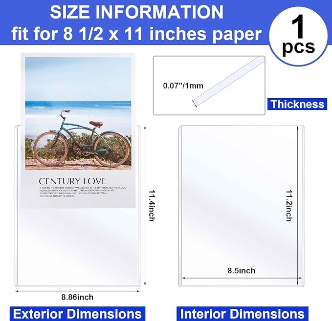 Teling 1 Pcs 8.5 x 11 Inch Rigid Sheet Protectors, Clear Plastic Document Sleeves, Hard Document Holder, Birth Certificate Protector Certificate Holder Clear Paper Protector for Important Documents - Image 2