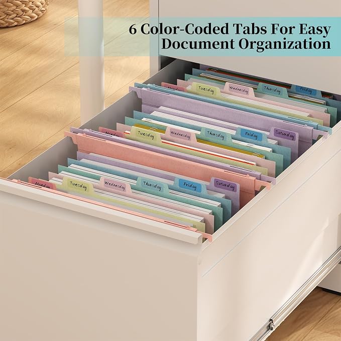 Expanding Hanging File Folders for Filing Cabinet, 7 Accordion Pockets, 1.2'' Expandable, Multi-Color Tabs, Letter Size, 50% Wheat Straw, 3 Pack (Lavender) - Image 4