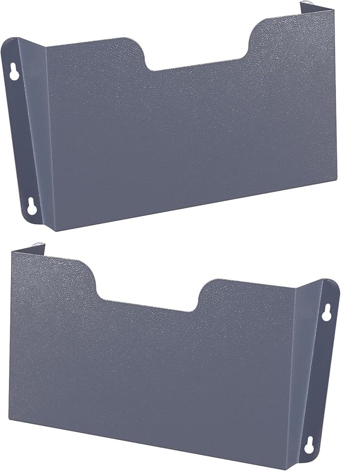 Single Pocket Wall File Organizer, Metal Letter Size Office Wall Organizer | Wide 12x3x7.5in Open Access, Space-saving Slim Profile with Pre-drilled Mounting Holes, Matte Gray-blue Textured Finish by Unknown