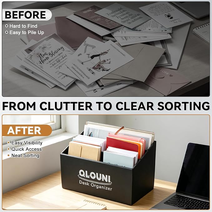 5 Pack Desktop Mail Organizer, 3-Compartment Stepped Mail Sorter for Desk, Letter Holder for Bills, Envelopes, Papers and Documents, Home Office, Reception, Entryway and Countertop, Dorms - Image 5