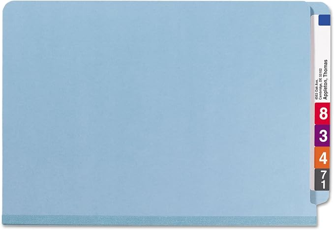 Smead End Tab Classification Folder, Legal, Straight, 2 Dividers, Blue, 10 per Box (29781) - Image 3