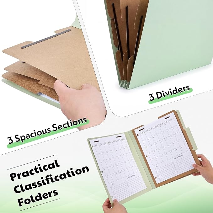 24pcs Multi-Color Classification Folders with 3 Dividers – 6 Each Color, Expandable 3.5" Gusset, Letter Size 8.5x11, Secure 2-Prong Fasteners, Office, School, Library, Home Organization - Image 4