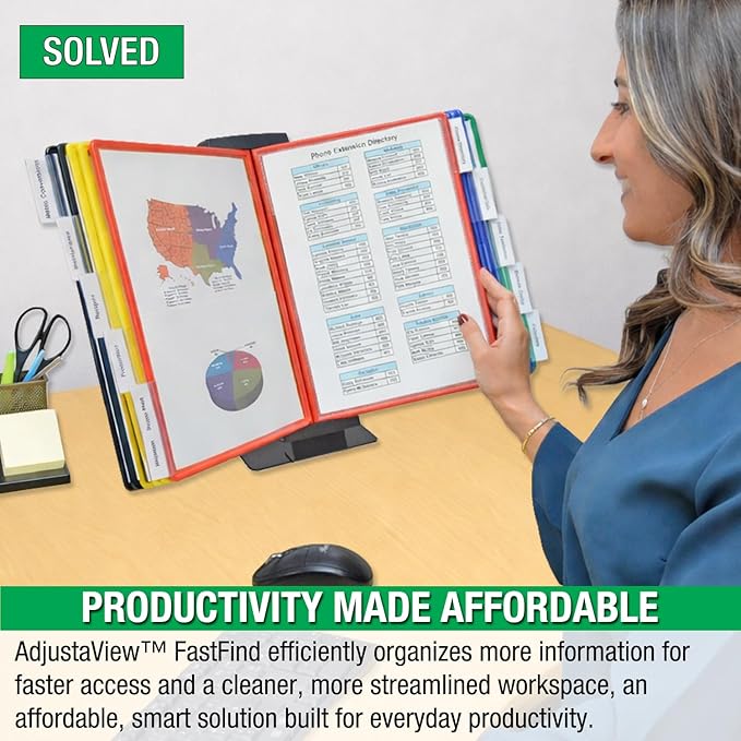 Ultimate Office FASTFIND 10-Pocket Desk Reference Display Organizer, Colors | Compact, Heavy-Duty, Weighted Metal Base Takes up Minimial Desk Space White Keeping Your Display Organizer Firmly in Place. - Image 3
