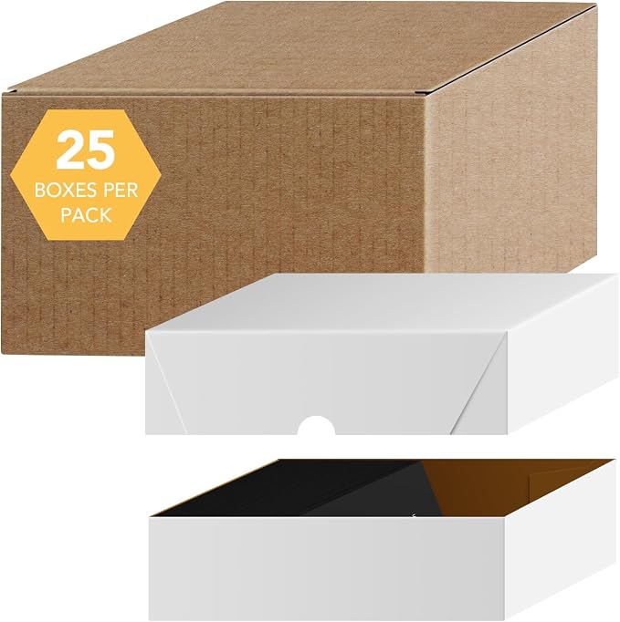 White Business Card Folding Box - Thick and Sturdy Cardboard Boxes for Storage Containers, Packaging, Card Holder and Organizer - 25 per Pack (7" x 3 1/2" x 2") by SSuperfinePrinting