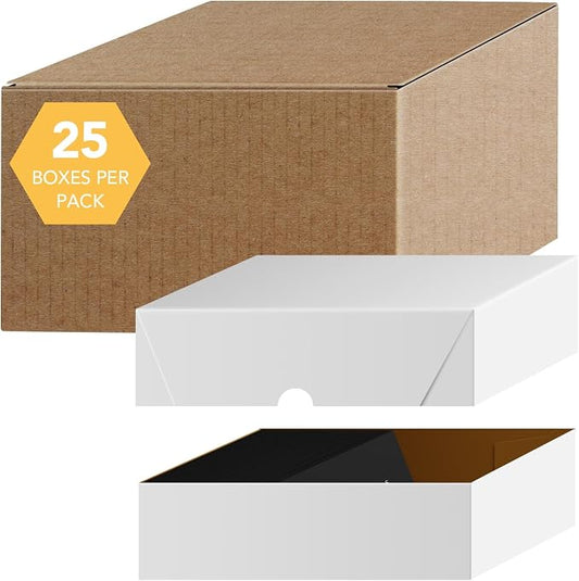 White Business Card Folding Box - Thick and Sturdy Cardboard Boxes for Storage Containers, Packaging, Card Holder and Organizer - 25 per Pack (7" x 3 1/2" x 2") by SSuperfinePrinting