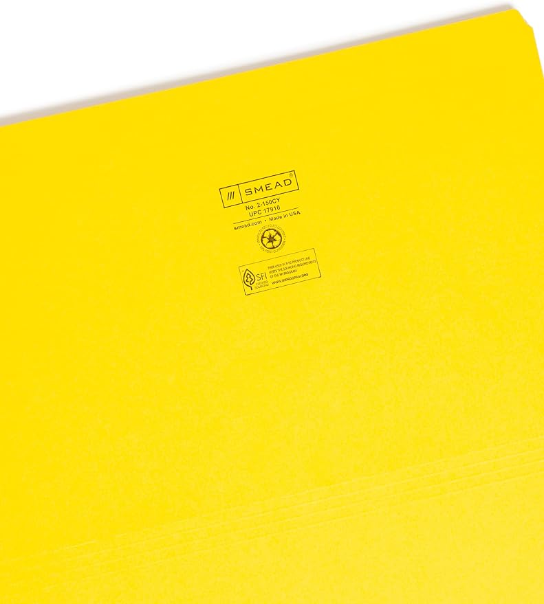 Smead File Folder, Reinforced Straight-Cut Tab, Legal Size, Yellow, 100 per Box (17910) - Image 3