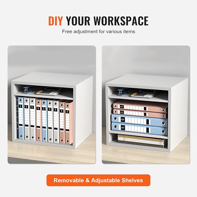 VEVOR Literature Organizers, 5 Compartments Office Mailbox with Adjustable Shelves, Wood Literature Sorter 13.9x12x13 inches for Office, Home, Classroom, Mailrooms Organization, EPA Certified, White - Image 5