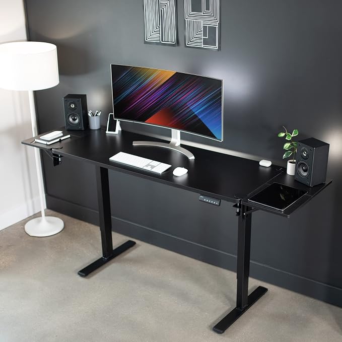 VIVO Clamp-on 24 x 12 inch (14 Including Clamps) Desk Extender, Wrist Support, Foldable Keyboard Tray, Table Mount for Sit Stand Desks, Black, DESK-EXT24. | Foldable, Wrist Support Arm Rest, Office Keyboard Tray, Side Table Extension Attachment - Image 2