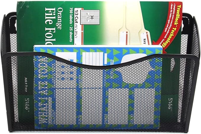 3 Single Pocket Mesh Hanging File Organizer, Vertical Wall Mounted Magazine File Holder, Mount Basket Mail Paper Document Folder Organizing for Office, Home and School, Black - Image 6