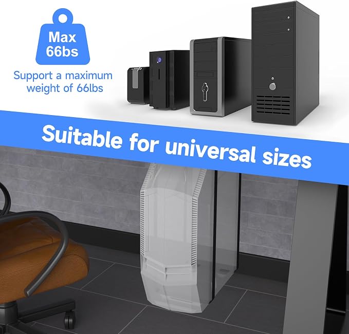 Suptek Uiversal PC Wall Mount,Computer Case CPU Holder Under-Desk PC Holder Adjustable Straps and Steel Bracket,ZJJ004 - Image 6