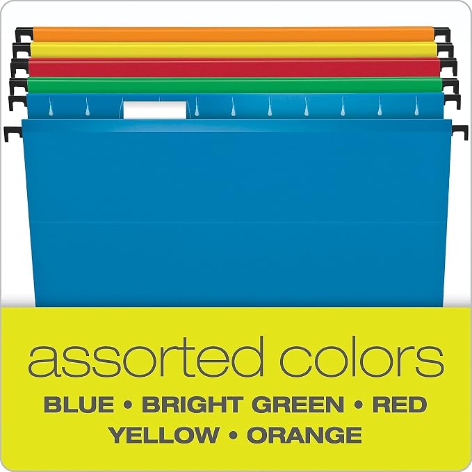 Pendaflex SureHook Reinforced Hanging Folders, Legal Size, Assorted Colors, 1/5 Cut, 20/BX (6153, Asst) - Image 6