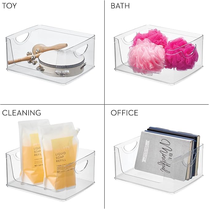 iDesign Stackable Open-Front Storage Bin with Handles, Clear | For Kitchen, Made in USA - Image 7