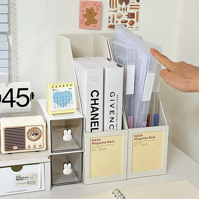 LonlyEagle 12 Pcs Clear A4 File Portable Project Case, Plastic Storage Box for 8.5" x 11" Letter Paper, Scrapbook Paper Storage Boxes Documents Magazines Holder - Image 7