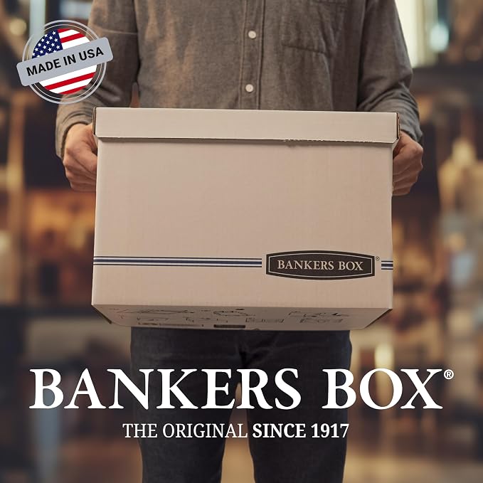 Bankers Box 12-Pack String & Button Heavy-Duty File Box, Letter, FastFold | Protect critical records with string-and-button security, FastFold setup, and heavy-duty stacking strength. - Image 9