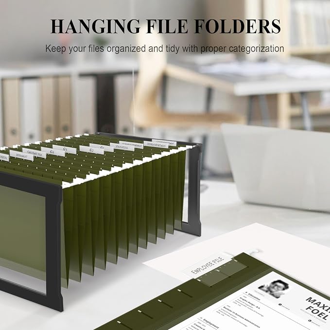 ViVin Hanging File Folders, 1/5-Cut Adjustable Tabs with 24 Per Box, 1 Inch Expansion, 24 Pack Letter Size Hanging File Folders, Designed for Office Home School Filing Cabinet(Green) - Image 5