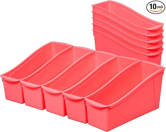 ECR4Kids Linking Plastic Storage Book Bin, Multipurpose Organization, Neon Orange, 10-Piece by ECR4Kids
