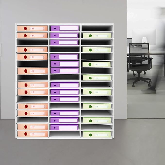 Literature Organizer,Desktop File Sorter Mail Center,Paper Storage Cabinet with 48 Slots Compartments,Suitable for Home School Office (48 Slots White) - Image 4