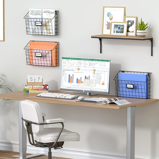 X-cosrack Detachable Hanging Wall Files Rack&3-Tier Metal Folder Wall File Holder with Tag Slot Mounts on Wall and Door for Office, Home, and Work Easy Organizing,Black(Patent Pending) - Image 2
