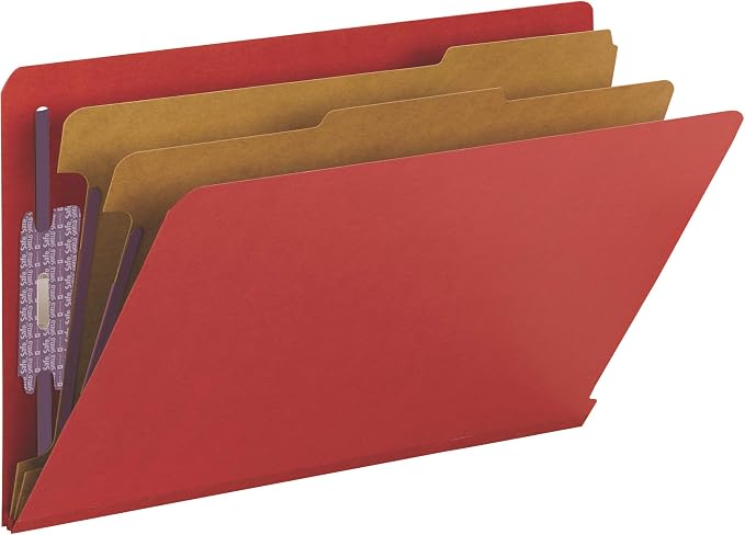 Smead End Tab Classification Folder, Legal, Straight, 2 Dividers, Bright Red, 10 per Box (29783) - Image 4