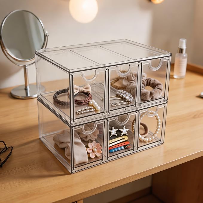 Prsildan Tea Bag Organizer K Cup Holder Drawer Coffee Pods Storage, 2 Pack | Clear Acrylic, Stackable, Pull Out, For Kitchen Office Craft Art Supplies Hair Accessories Makeup Small Items - Image 6