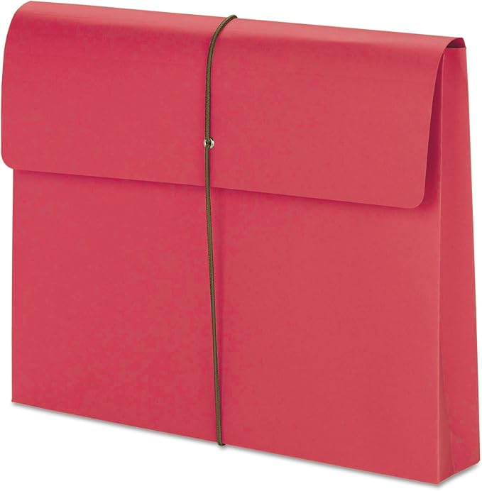 Smead Colored Expanding File Wallet with Flap and Cord Closure, 2" Expansion, Letter Size, Red, 10 per Box (77205) by SMEAD