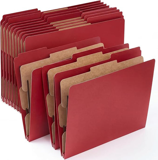AmazingSpark 12 Pack Red Classification Folders Letter Size, 1 Divider, 1/3-cut Tab, File Folders with Fasteners, Prongs, Expanding File Organizer Bulk for Office Employee, Coworker, Staff by Unknown