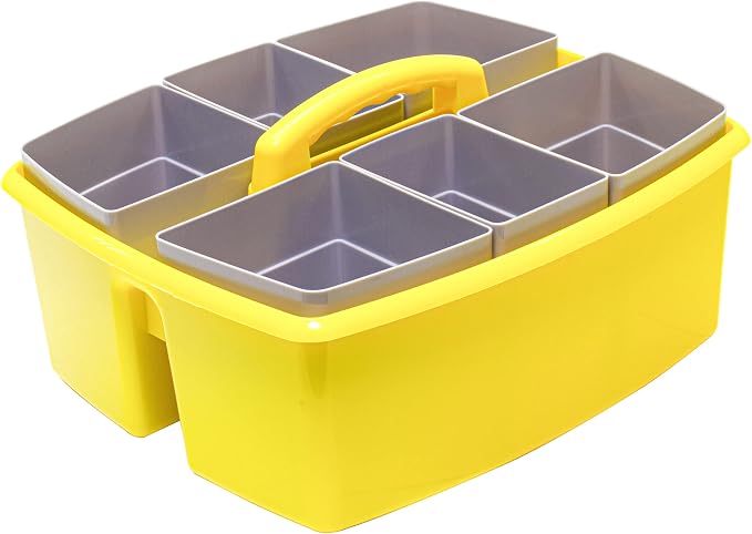 Storex Large Classroom Caddy with Cups, 13 x 11 x 6.575 Inches, Yellow, Case of 2 (00982A02C) - Image 3