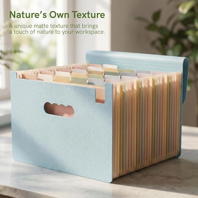 ABC life 26 Pockets Accordion File Organizer, Dusty Blue | Expanding File Folder for Letter/A4 Size, Portable Document Holder with A-Z Tabs for Tax Receipt, School, Home, Office - Image 3