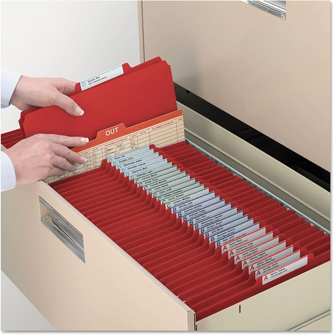 Smead Pressboard Classification File Folder with SafeSHIELD Fasteners, 1 Divider, 2" Expansion, Legal Size, Bright Red, 10 per Box (18731) - Image 3
