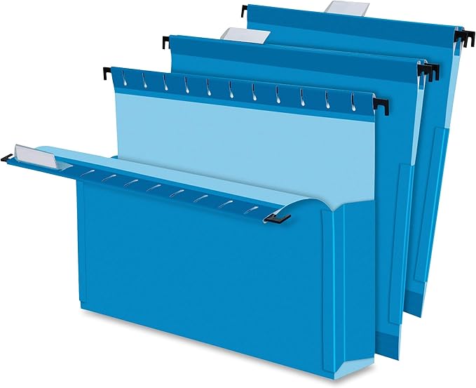 Pendaflex SureHook Reinforced Hanging Box File, 3", Letter, Blue, 1/5 Cut, 25/BX (59203) by TOPSProducts