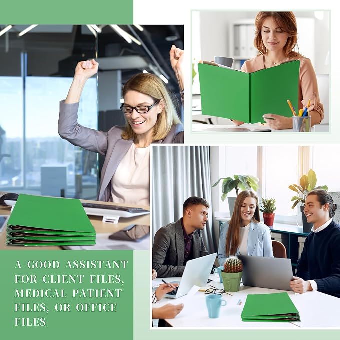 Skyygemm 24 Pack Classification Folders, Letter Size,3 Dividers,Green | Pressboard File Folders, 2 Prong Fasteners, 3" Expanding, Manila, End Tab, for Office School Legal Records Medical - Image 6