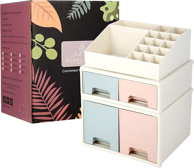 Stationery Organizer Box, Cosmetic Storage Box, Pen/Pencil, Remote Control, Office Supplies, Business Card Holder, Free Combination, [TAD-10] w/ 4 Drawers + 16 Slots - Image 6