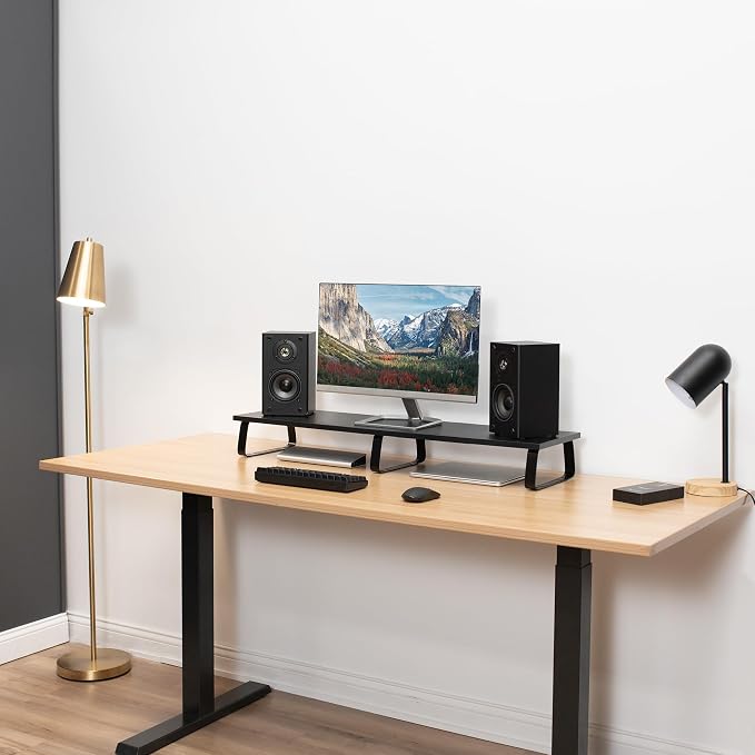 VIVO 39 inch Extra Long Monitor Stand, Wood & Steel Desktop Riser, Dual Screen, TV, Keyboard, Laptop, Ergonomic Desk and Tabletop Organizer, Black, STAND-V000DL - Image 8