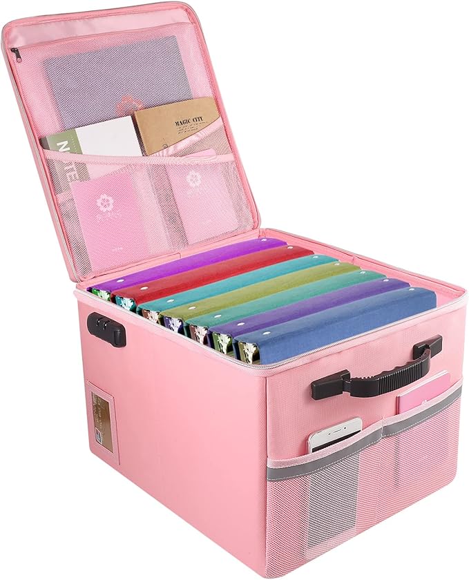 TOMKID Fireproof File Cabinet with Lock, Fireproof Document Organizer Collapsible File Box Filing Cabinet with Handle for Letter Legal Folder Certifications by Aobteeny