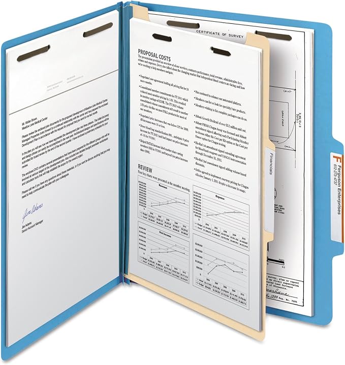 Smead Classification File Folder, 2" Expansion, 2/5-Cut Tab, Letter Size, 10 per Box (1 Divider, Blue) - Image 7