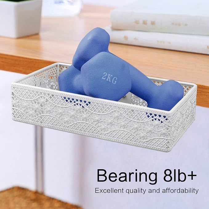 Under Desk Drawer, Clamp on Desk Organizer Under Table Hanging Desk Storage | 2PCS under desk organizer: clamp on desk drawer, under desk basket, hanging desk storage, clamp on undertable shelf, no-drill - Image 3