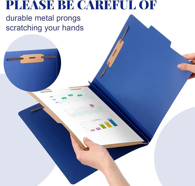 Skyygemm 12 Pcs Classification Folder Letter Size, 1 Divider,Dark Blue | Back to School Supplies, File Organizer with Fastener, Expanding File Organizer Bulk for Office Employee, Staff, Teacher - Image 3